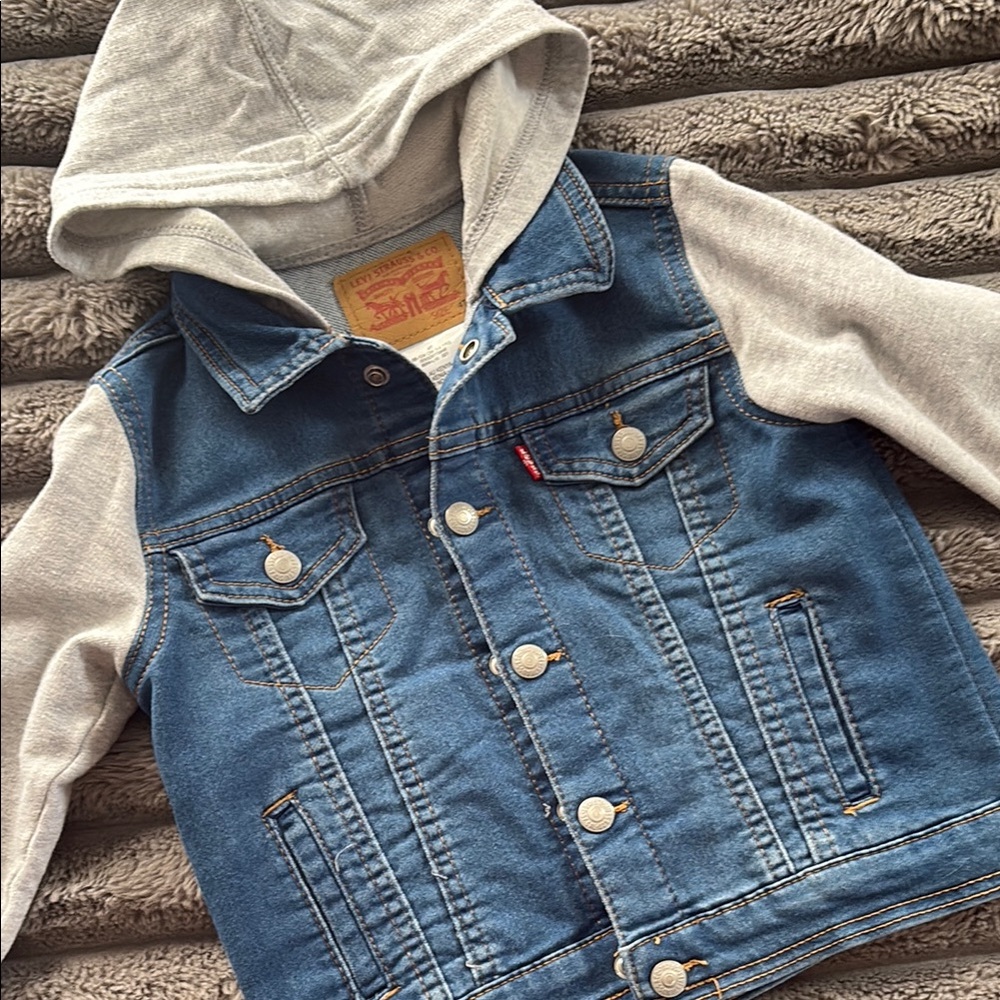 Levi's Kids Blue Denim Jacket with Gray Sleeves